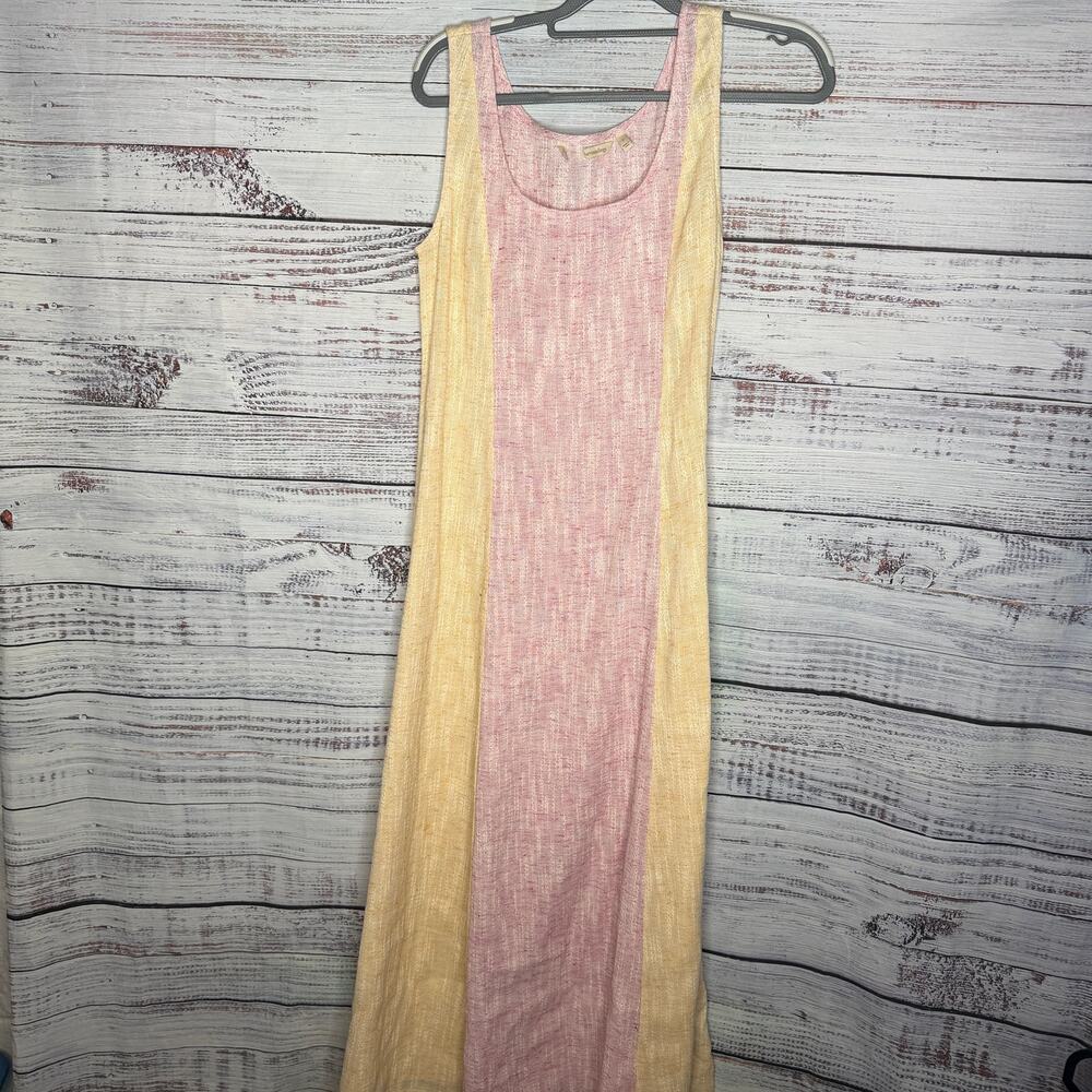 Soft Surroundings Dress Womens Small Pink Yellow Tencel Lyocell Maxi Colorblock